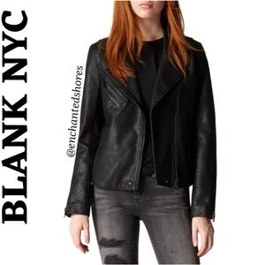 Black Moto Jacket Zipper Blank NYC Vegan Faux Leather Onyx Size XS